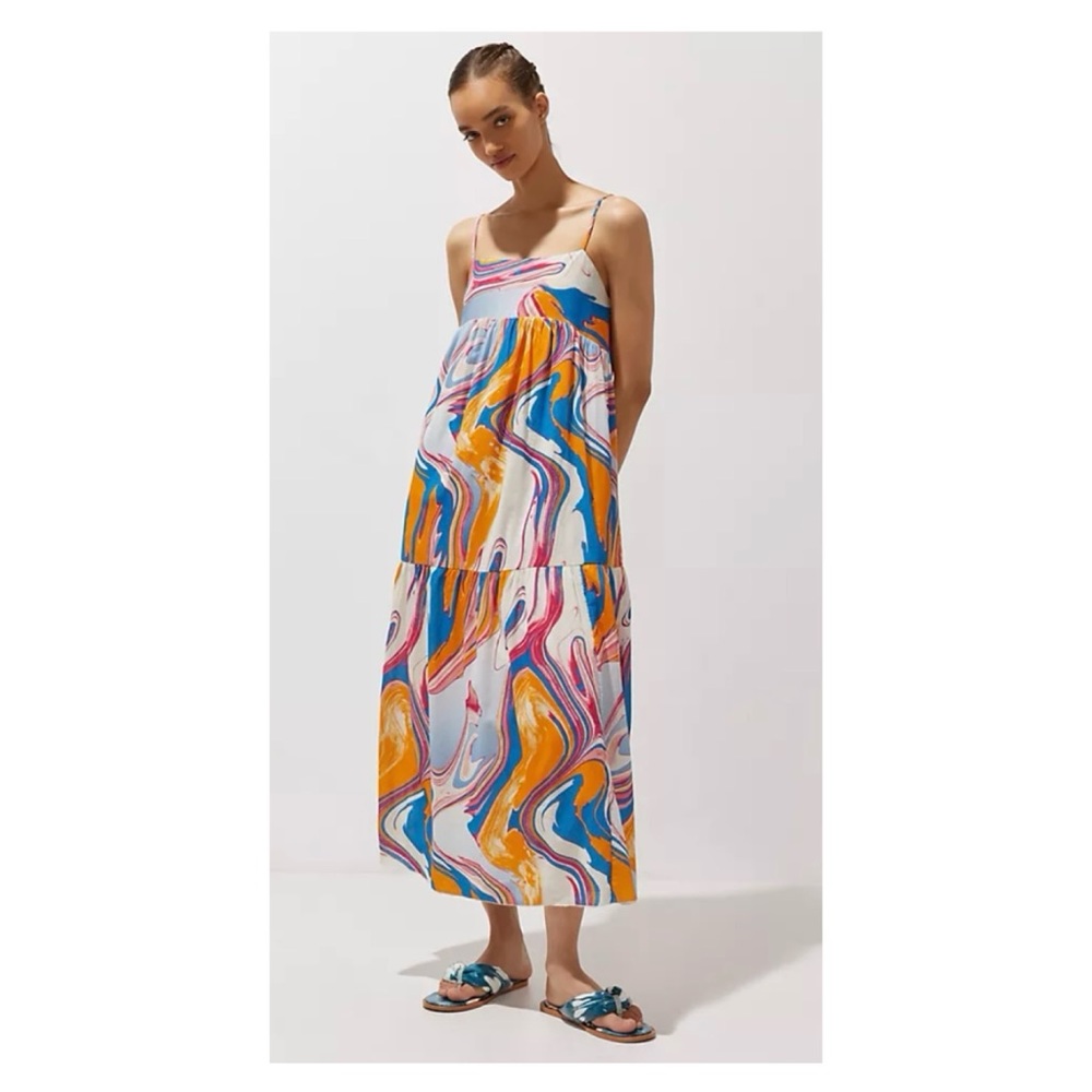 NWOT Anthropologie Peter Som Marbled Maxi Dress  Size Small